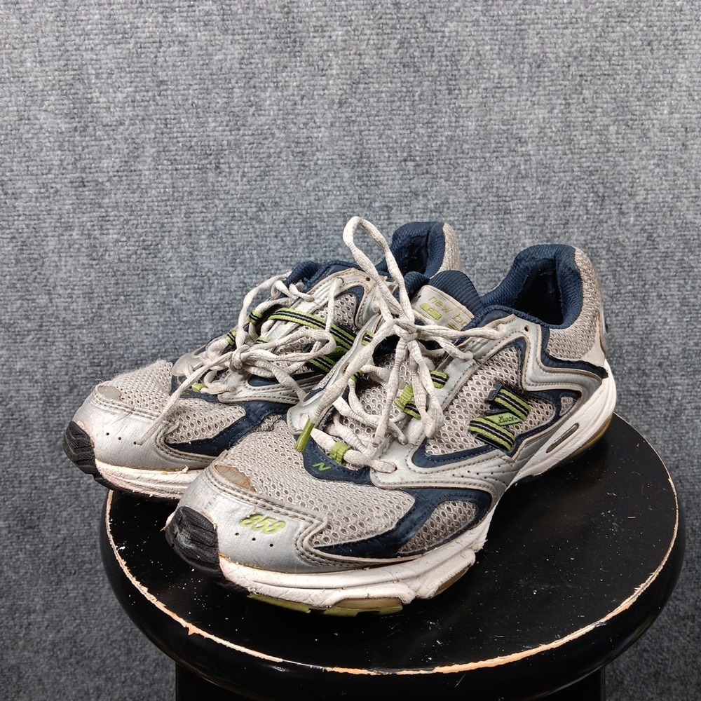 New Balance 858 Stability Mens 9 Running Shoe Sneaker Silver Navy Green Training